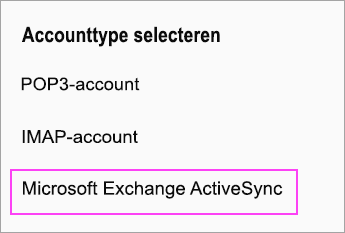 Microsoft Exchange ActiveSync selecteren